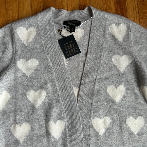 New W/tag Charter Club Grey Cashmere Cardigan S - Picture 2 of 4